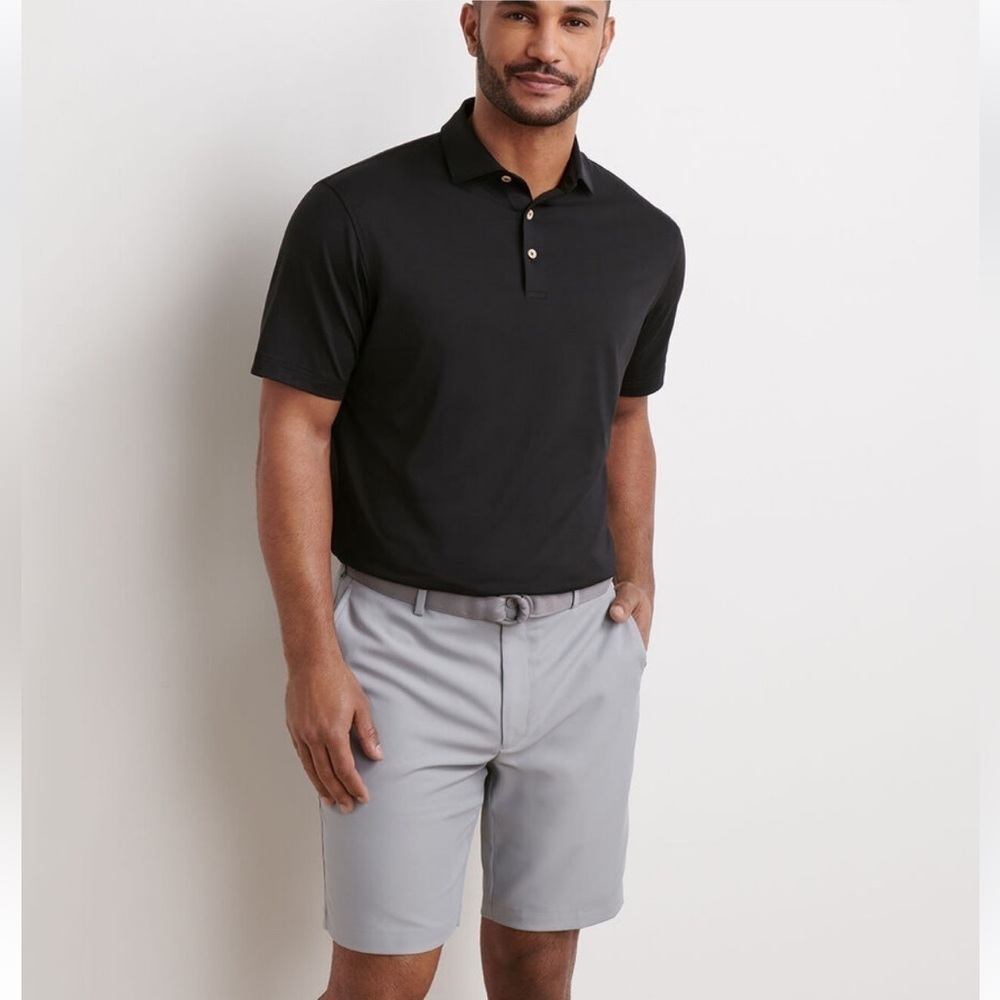 NWT Men’s Peter Millar Crown Sport Solid Performance Jersey Polo-Black-Medium